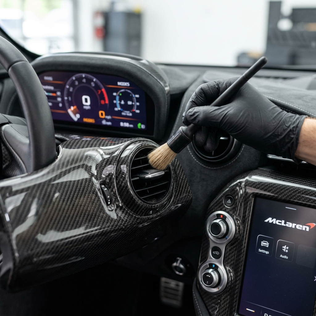 Carbon Fiber Dashboard Brush Detailing