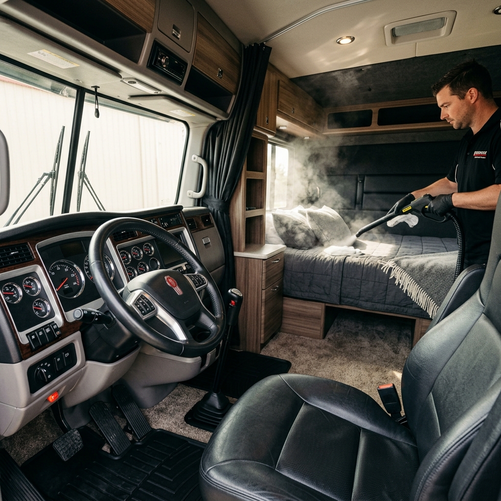 Semi Truck Interior Steam Cleaning